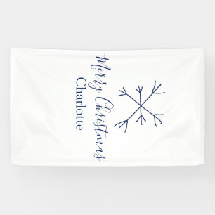 Banderoles Joyeux Noël bleu flocons ajouter nom fêtes