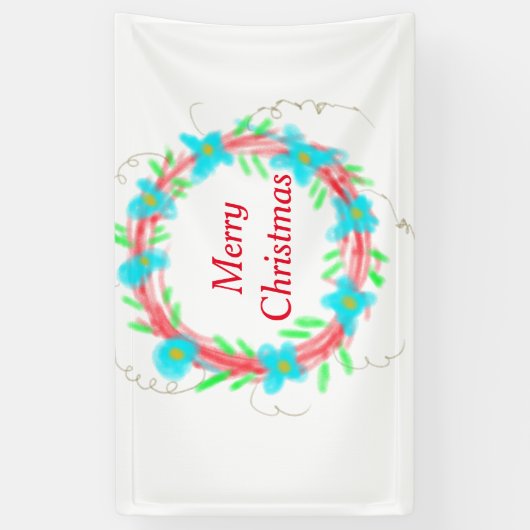 Banderoles Joyeux Noël bleu rouge guirlande aquarelle vacance (Vertical)