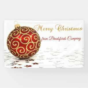 Banderoles Joyeux Noël, Boule Rouge, Étoiles