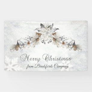 Banderoles Joyeux Noël Fleurs d'hiver Cônes de pin