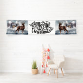 Banderoles Joyeux Noël neige cabine bois stache aquarelle (En situation)