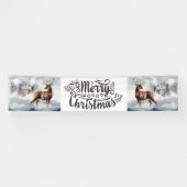 Banderoles Joyeux Noël neige cabine bois stache aquarelle (Horizontal)