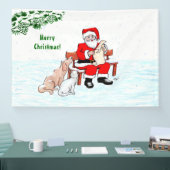 Banderoles Joyeux Noël! Père Noël avec chat et chien (Salon professionnel)