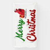 Banderoles Joyeux Noël Père Noël Sleigh rouge vert script (Verticale)