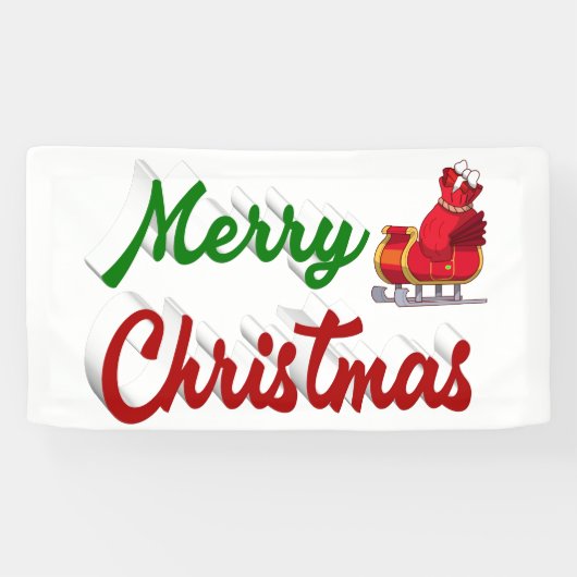Banderoles Joyeux Noël Père Noël Sleigh rouge vert script (Horizontal)