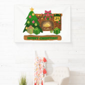 Banderoles Joyeux Noël près de la cheminée bonfire xmas arbre (Insitu)