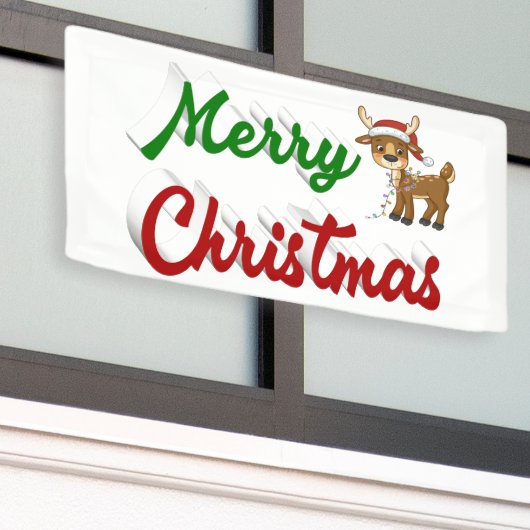 Banderoles Joyeux Noël Reindeer rouge vert script (Bâtiment extérieur)