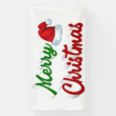 Banderoles Joyeux Noël Santa Chapeau rouge vert script (Verticale)