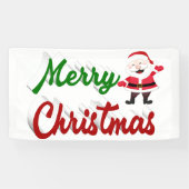 Banderoles Joyeux Noël Santa Claus rouge vert script (Horizontal)