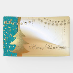 Banderoles Joyeux Noël ,Sapin de Noël,Or Faux