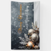 Banderoles Joyeux Noël, Snowflakes, Balls, Grey (Vertical)