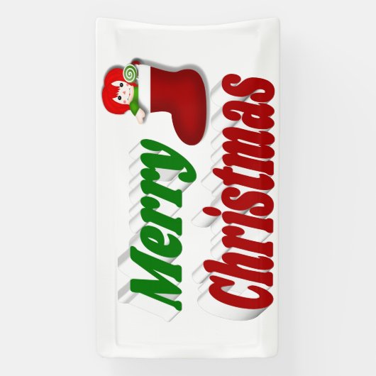 Banderoles Joyeux Noël Stocker rouge vert typographie (Verticale)