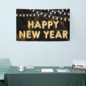 Banderoles Joyeux Nouvel An Gold & Black Balloon Lumières (Salon professionnel)