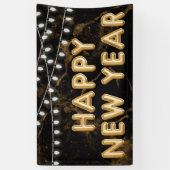 Banderoles Joyeux Nouvel An Gold & Black Balloon Lumières (Vertical)