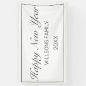 Banderoles Joyeux Nouvel An Moderne Minimaliste Blanc Noir (Vertical)