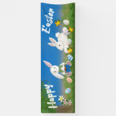 Banderoles Joyeux Pâques | lapins et oeufs peints (Vertical)