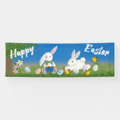 Banderoles Joyeux Pâques | lapins et oeufs peints (Horizontal)