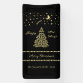 Banderoles Joyeux Pawlidays, Or brillant Paw sapin de Noël (Verticale)