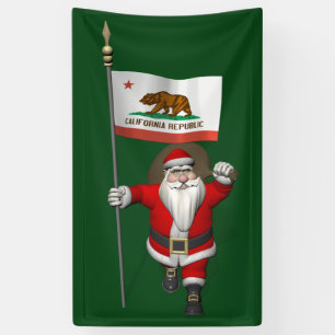 Banderoles Joyeux Père Noël Avec Drapeau De Californie