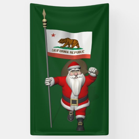 Banderoles Joyeux Père Noël Avec Drapeau De Californie (Vertical)
