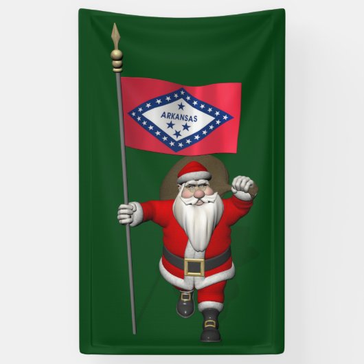 Banderoles Joyeux Père Noël Avec Drapeau De L'Arkansas (Vertical)
