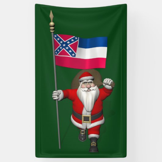 Banderoles Joyeux Père Noël Avec Drapeau Du Mississippi (Vertical)