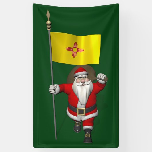 Banderoles Joyeux Père Noël Avec Drapeau Du Nouveau-Mexique (Vertical)