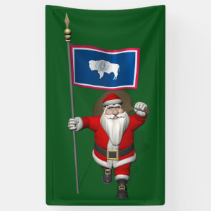 Banderoles Joyeux Père Noël Avec Drapeau Du Wyoming