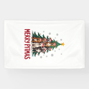 Banderoles Joyeux Pitmas Pitbull Chien Pull de Noël Laid Arbr