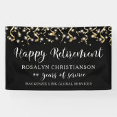 Banderoles Joyeux Retraite Gold Confetti Streamers Script (Horizontal)
