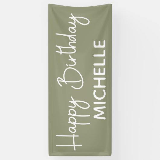 Banderoles Joyeux Sage d'Anniversaire Vert blanc Script lunai (Vertical)