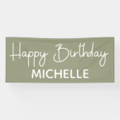Banderoles Joyeux Sage d'Anniversaire Vert blanc Script lunai (Horizontal)