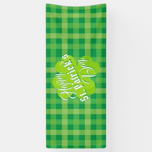Banderoles Joyeux Saint Patrick's Day Tartan vert Lucky Clove (Vertical)