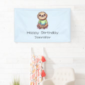 Banderoles Joyeux sourire Sloth assis détente Anniversaire (En situation)