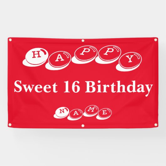 Banderoles Joyeux Sweet 16 Anniversaire (Horizontal)