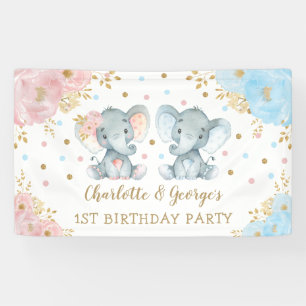 Banderoles Jumeaux Fraternal Elephant Wild Un 1er anniversair