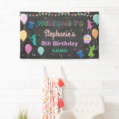 Banderoles Jump Birthday Chalkboard Kid Trampoline fond (En situation)