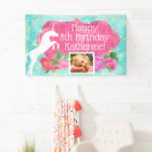 Banderoles Jumping Unicorn Filles brillantes Anniversaire (En situation)