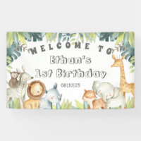 Jungle animaux Safari 1er anniversaire Bienvenue f