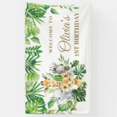 Banderoles Jungle Animaux Safari Verdure Anniversaire Context (Vertical)