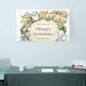 Banderoles Jungle Animaux Végétation 1er Anniversaire Context (Salon professionnel)