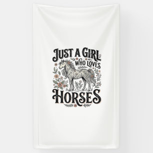Banderoles Juste une fille qui aime les chevaux dessin floral