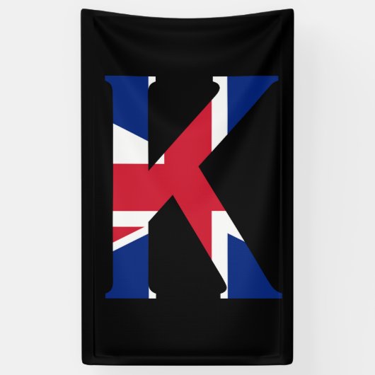 Banderoles K Monogramme superposé sur le drapeau Union Jack ( (Vertical)