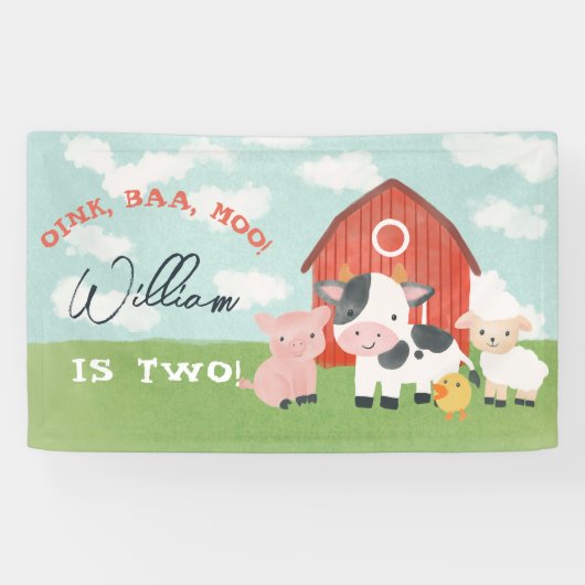 Banderoles Kids Farm Animal Barnyard 2nd Birthday (Horizontal)