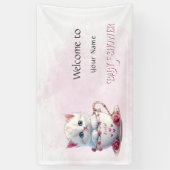 Banderoles Kitten en Baby shower de fleurs roses de coupe (Vertical)