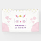 Banderoles Kitty Chat rose et or fête d'anniversaire (Horizontal)