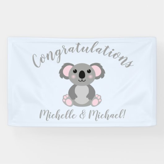 Banderoles Koala Bear Baby shower Blue Boy (Horizontal)