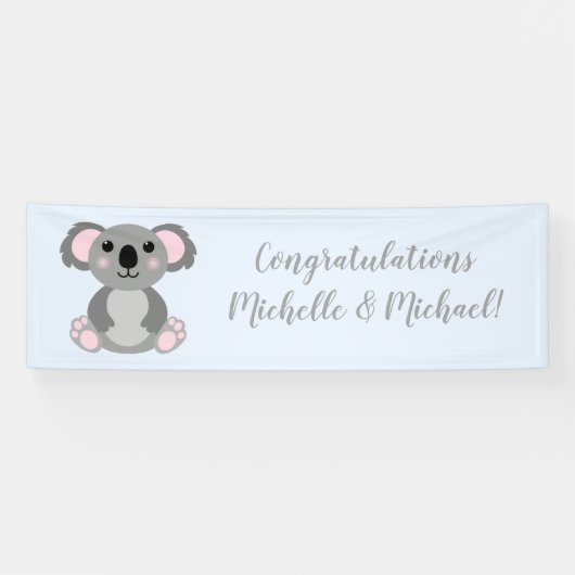 Banderoles Koala Bear Baby shower Blue Boy (Horizontal)