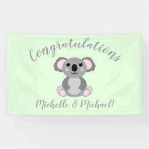 Banderoles Koala Bear Baby shower vert genre neutre