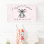 Banderoles Koala ours Baby shower fille rose (En situation)